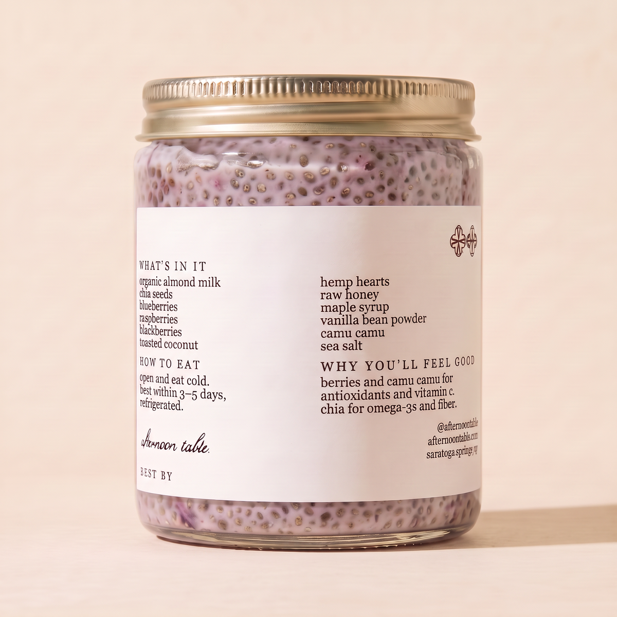 afternoon table berry chia pudding, 6 oz jar