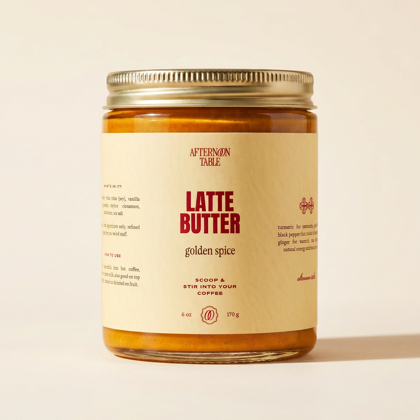 golden spice latte butter jar, a turmeric honey coffee stir-in by afternoon table